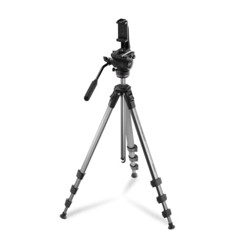 Hama Videostativ mit Fluidkopf (Kamera Stativ f&uuml;r Video, DLSR und Smartphone, Tripod, Dreibeinstativ, mit Handyhalterung, Aluminium Reisestativ, leicht, 46 - 160 cm, bis 7 kg)