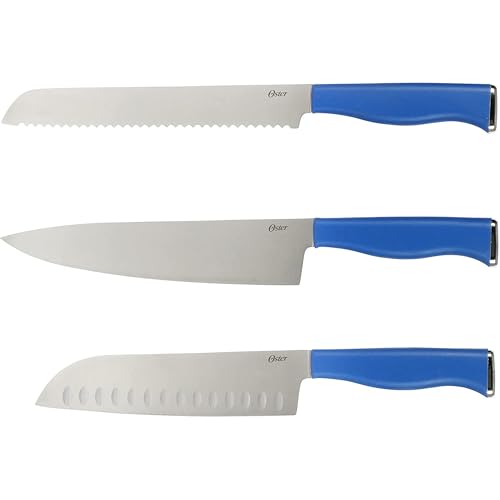 Oster Langmore 15-Piece Stainless Steel Cutlery Knife Block Set with Classic Blue Handles – Full Kitchen Knife Set in Black Storage Box by Oster - Image 2