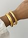 Ccjmyll Chunky Gold Bangles for Women, 14k Gold Plated Twisted Hinged Stackable Bangle Bracelet Set, Trendy Cuff Bracelet Stack Fashion Jewelry Gifts (2Pcs Gold)