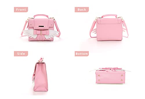 Jhvyf Women's Cute Wings Bow Top Handle Cross Body Shoulder Bags Girls Kawaii Handbag Pink 354343 #TOP3