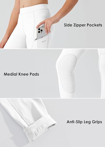 Willit Girls Horse Riding Pants Tights Kids Equestrian Breeches Knee-Patch Youth Schooling Tights Zipper Pockets