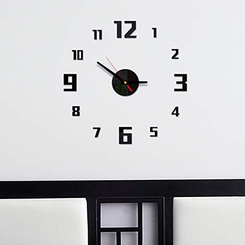 Maserfaliw Digital Wall Clock, 3D Acrylic Wall Clock, Mirror Wall Clock Diy Sticker,Quartz Needle Stickers Mural Decal Home Decor Black #TOP2