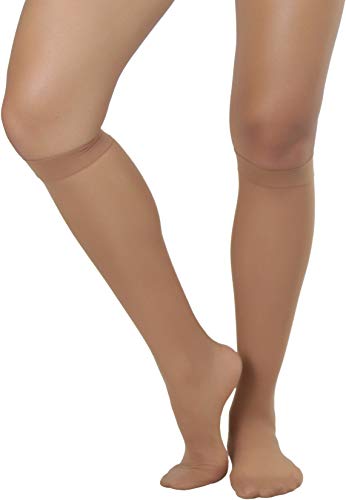 Image of ToBeInStyle Women Pack of 6 Sheer Knee-High Trouser Socks Reinforces Toes