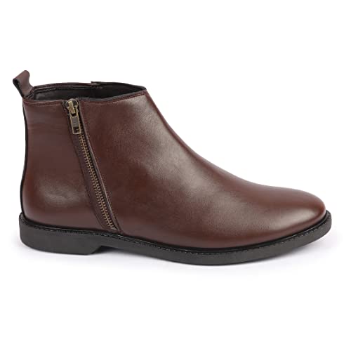 Image of FAUSTO Mens High Ankle Zipper Closure Chelsea Boots | Winter Riding Formal & Casual Style Shoes For Denim Outfits