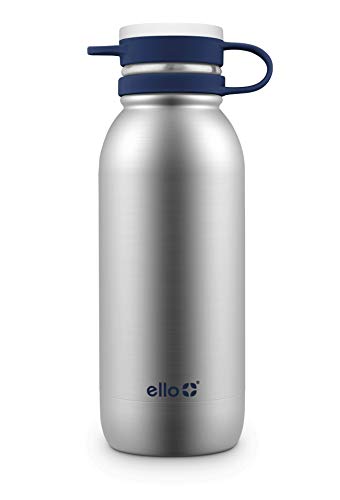 Ello Damen Vacuum Insulated Stainless Steel Water Bottle with Leak-Proof Lid, 20 oz, Navy