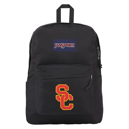 Image of JanSport NCAA Officially Licensed Backpack, USC Trojans, Superbreak Plus with Padded 15'' Laptop Sleeve, Spacious Computer Bag for Men & Women, Durable Daypack with Bottle Pocket, Black