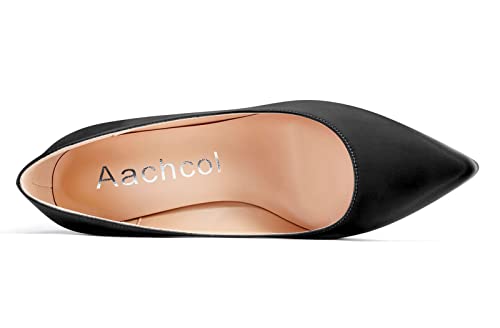 Aachcol Women Pumps Chunky Block Mid Heel Pointed Toe Slip-on Wedding Office Party Dress Shoes Classic 3 Inch4
