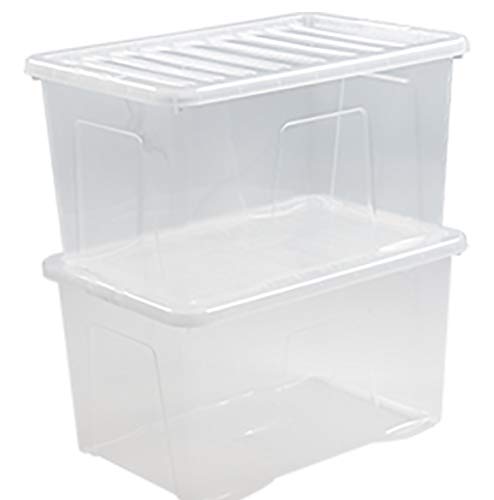 Wham Storage Boxes 60L Stackable Containers With Clip Lid Pack Of 3, Conveniently Store Your Household Items Like Toys (3, 60)