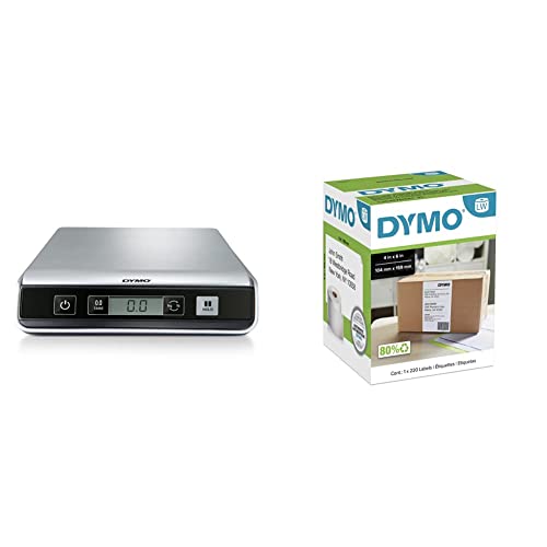 DYMO Digital Postal Scale/Shipping Scale, 25-Pound & Authentic LW Extra-Large Shipping Labels for LabelWriter Label Printers, White, 4'' x 6'', 1 Roll of 220