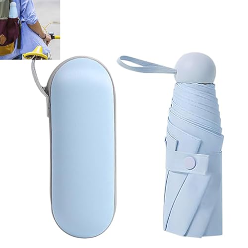 Rakiuty 6 Costillas Mini Paraguas para Hombre Mujer,Paraguas de Bolsillo Portátil,Paraguas de Bolsillo Portátil para Hombre Mujer,Protección UV Impermeable Mini Paraguas Plegable (Azul)
