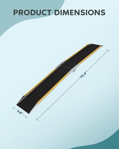 Rampas de carga con superficie antideslizante, 70,9" L x 9,8" A x 1,6" H, rampa portátil de aluminio para ATV y motocicletas, capacidad de 600 lb, para motocicletas, tractores, cortadoras de césped y sopladores de nieve (1 unidad) miniatura 4