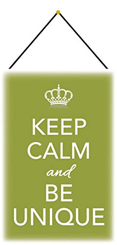 NWFS Keep Calm & Be Unique - Placa metálica (20 x 30 cm, con cordón)