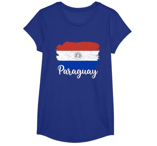 Paraguay Flag Men Women Kids Paraguay Country T-Shirt, Girls, Royal Blue, Medium