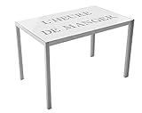 Mesa cristal decorado Suarez CICA Mesa de Cocina, Vidrio, Metal, Plata, 105x60x75cm