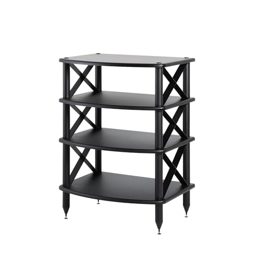 Pangea Audio Vulcan X Four Shelf Audio Rack Media Stand, and Components Cabinet Black