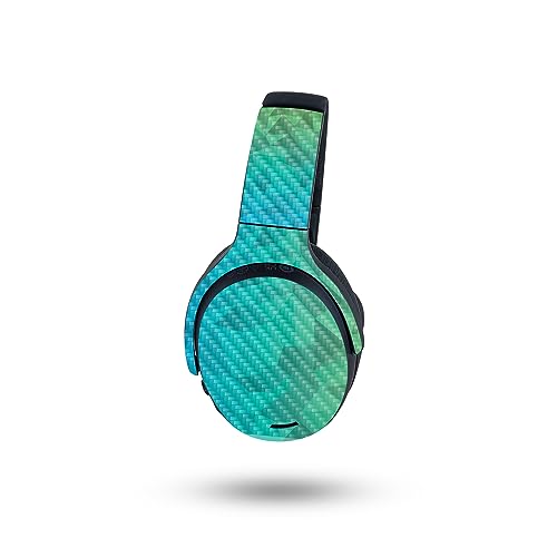 Image of MightySkins Carbon Fiber Skin Compatible with Skullcandy Crusher ANC 2 - Blue Green Polygon | Protective, Durable Textured Carbon Fiber Finish | Easy to Apply