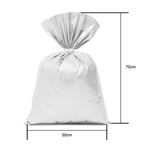 Saco Para Presente Cromus Embalagens com Acabamento Metalizado na Cor Prata 50x70 cm, Pacote com 25