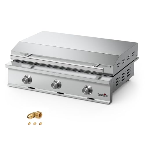 Stanbroil 36-Inch Natural Gas Built-In Griddle, Premium 304 Stainless Steel 3 Burner Flat Top Grill for Outdoor Kitchen BBQ Island
