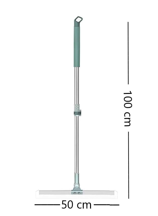 Image of ROKTRY Floor Cleaning Wiper Stainless Steel Hand Free Standing Stick Bedroom Kitchen Bathroom Mop Magic Broom Floor Mop Rotatable Mop Scraper Scrubbing Brush Silicone Wet and Dry Brush, Sage Green