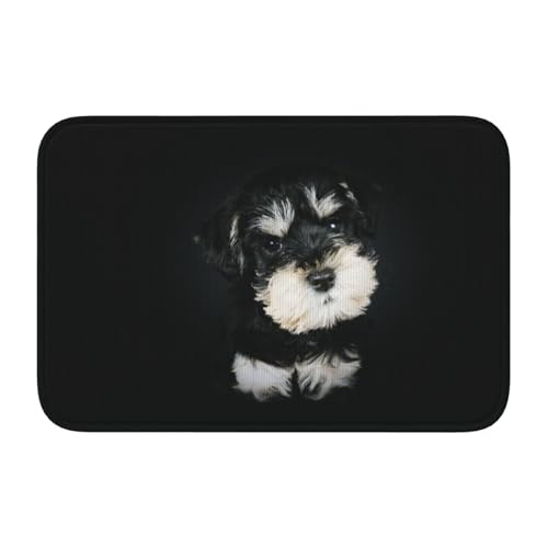 玄関マット ミニチュア・シュナウザーの子犬 バスマット 室内 屋外 足拭きマット カーペット おしゃれ 北欧 滑り止め付き 洗える ベットルーム 浴室 台所 寝室 業務用 家庭用 40×60cm