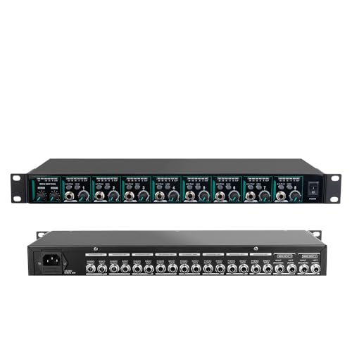 XUMIUZIY Headphone Amp Amplifier, 8 Channel 1/4 Inch Input Headphone Mixer with Mono/Stereo Switching,Professional Stage Recording Studio Earphone Splitter Distributor