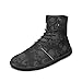 Glomenade All Black Skull Women Pu Leather High Top Sneakers Barefoot Minimalist Shoes Comfort Barefoot Men's Minimalist Trail Runner