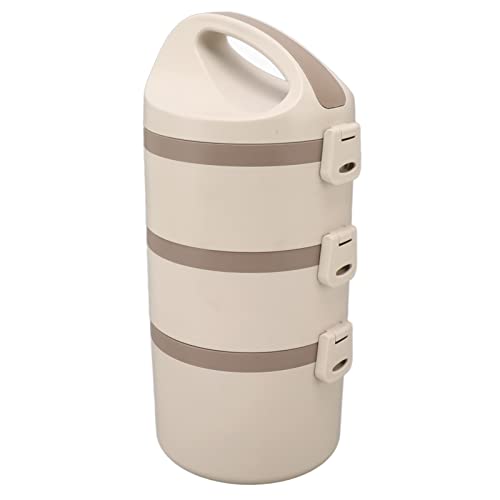 YULEESIYIP Jarra de alimentos de acero inoxidable aislado Gran capacidad de 3 niveles lonchera apilable para campamento (Beige)