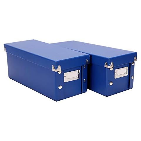 Snap-N-Store CD Storage Box - Pack of 1/2 - Durable Disc Holder with Lid to Store for Discs (2 Pack - Classic, Classic Blue) Cover