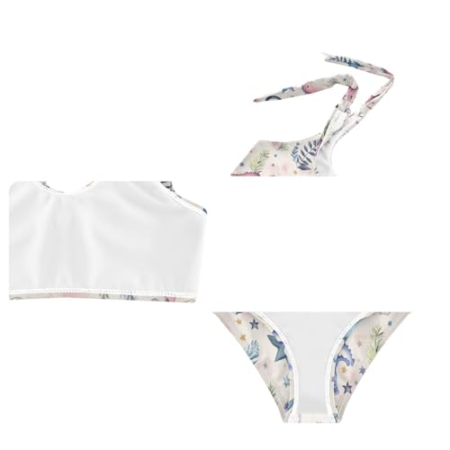 Wusikd Cartoon Dinosaurs Girls Swimsuits Two Piece Watercolor Swimwear Bikini Set for for Girls Size 3T4