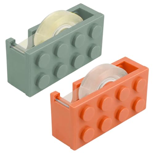 WUSJCOF Dispensador Cinta Adhesiva en Forma de Bloque, 2 piezas, Divertido, Regalo Ideal para niños/niñas y adolescentes, Portarrollo para Escritorios, material oficina