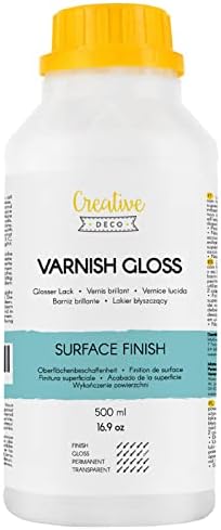 Creative Deco Acrylic Gloss Varnish | 500ml | Clear, Colourless, Transparent Varnish for Acrylic Paint | Glossy & Satin Finish | Surface Protection | Water-Based & Non-Toxic | Interior & Exterior Use