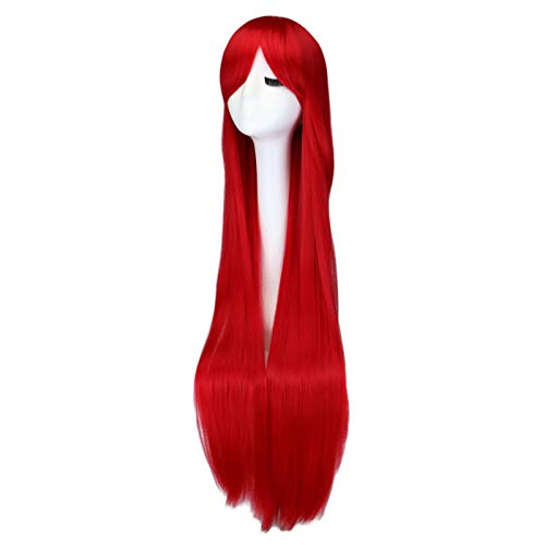 Long Straight Cosplay Wig Black Purple Black Red Pink Blue Dark Brown 100 Cm Synthetic Hair Wigs - Afbeelding 6
