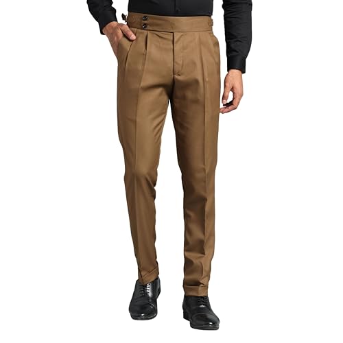Image of Gurkha Pants for Men | Trouser for Men | Formal Pant | Double Button | Regular Fit Trouser High Waist Pleated Casual Trousers | Straight Leg Pants for Office Smart Casual Travel Party