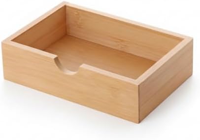Deconox Doğal Bambu Peçetelik ve Çok Amaçlı Organizer Kutu - 18.5x12.5x5 cm Masaüstü ve Banyo Düzenleyici Ahşap Stand - Görsel 6