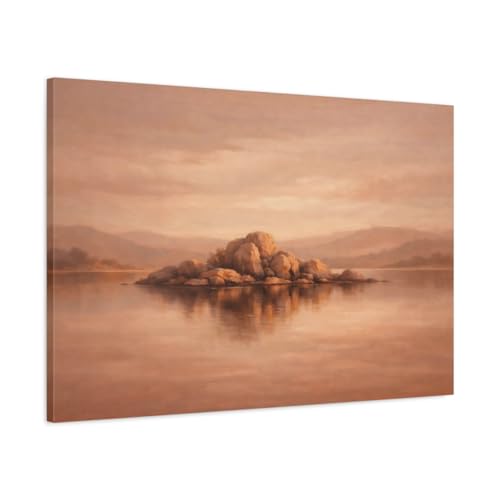 Toile Rocky Island terracotta 90x60 cm pour habiller un mur blanc vide sans cadre