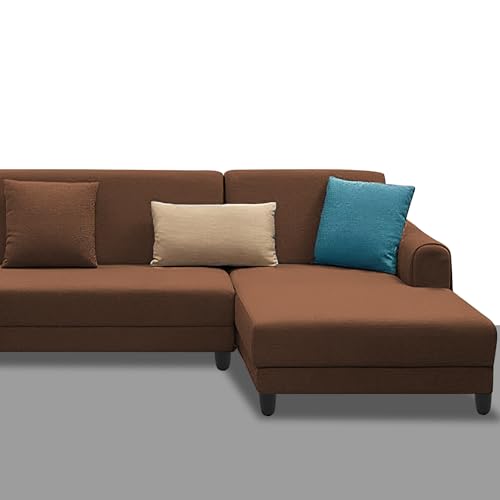 Image of Kraven RHS 6 Seater L Shape Sofa Set for Living Room (Brown Fabric) Premium Fabric Sofa