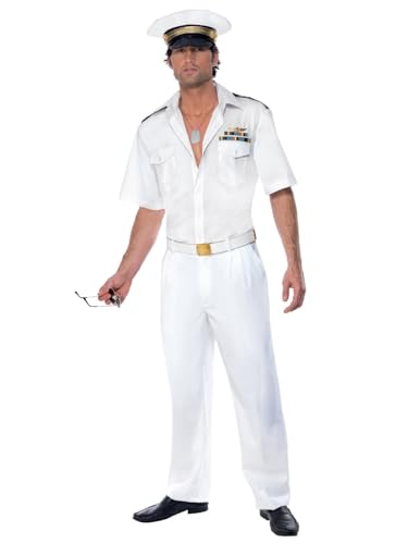 Panoplie Top Gun Capitaine Avion Éviter Panne Inspiration Costume Blanc Homme