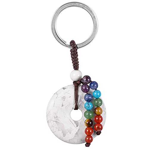 moonsix Crystal Peace Buckle Donut Keychain with 7 Chakra Beads