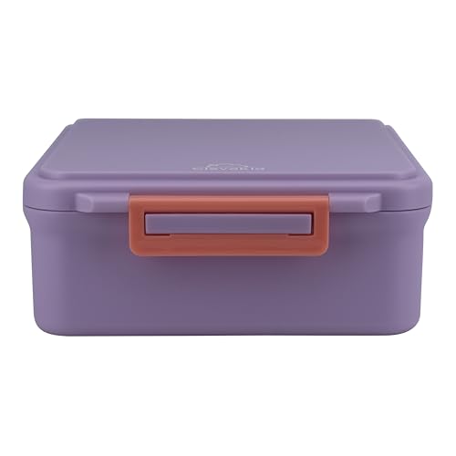 Image of Bento Mega Lunch Box, carrying handle - 4 No-Mix Compartments | Microwave & Dishwasher Safe | for Adult, Preschool, School 1600ML, OZ (Purple Light)