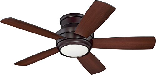 Flush Mount Ceiling Fan with LED Light and Remote  Tempo 44 Inch Oiled Bronze, Hugger Fan - Craftmade TMPH44OB5