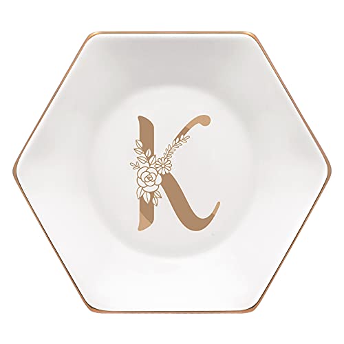 CARAKNOTS Initial Jewelry Dish for Women-Ceramic...