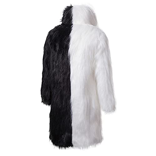 Image of Colf Men's Winter Fluffy Lapel Faux Fur Coat Jacket | Mens Faux Fur Jacket, Winter Long Overcoat, Long Sleeve, Fluffy, Thik Warm