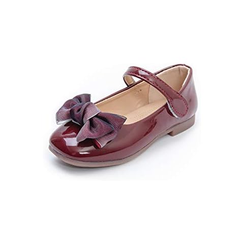 Komfyea Girl's Toddler/Little Kid Cute Bowknot Ballet Flat Dress Shoes Red 24 Cover
