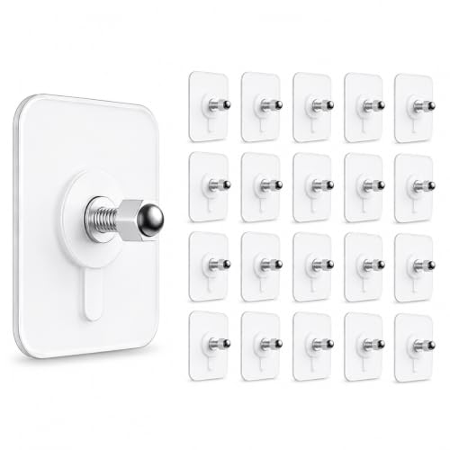 Image of CERLINK Self Adhesive Screw Hooks for Hanging Heavy Items | Heavy Duty Wall Hooks Without Drilling | Strong Sticker Hooks for Clothes, Towels & Home Organization | Nail Free Wall Mounted Hooks-Pack20