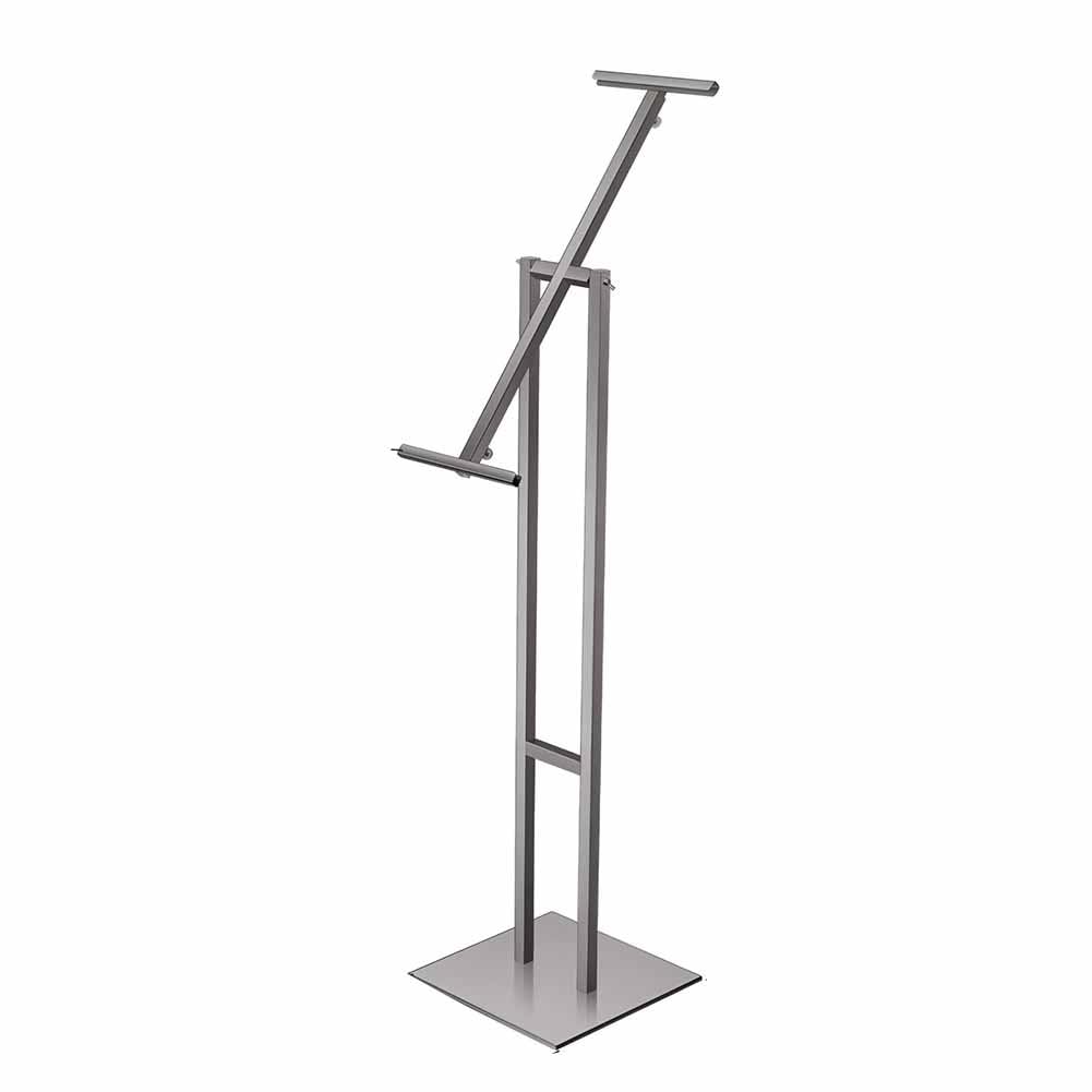 Soporte for letreros - Paquete de 1 soporte ajustable de alta resistencia, altura de hasta 57" - Soportes de piso for carteles, pizarras, espuma y pancartas(Black Silver)