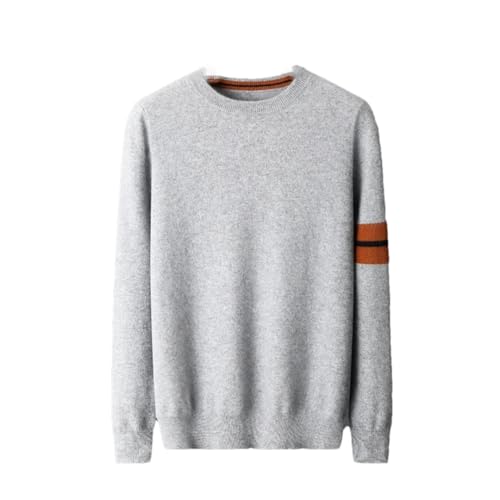 Mens Round Neck Knitted Pullover Contrasting Color Young Menswear Long Sleeve 100% Cashmere Sweater