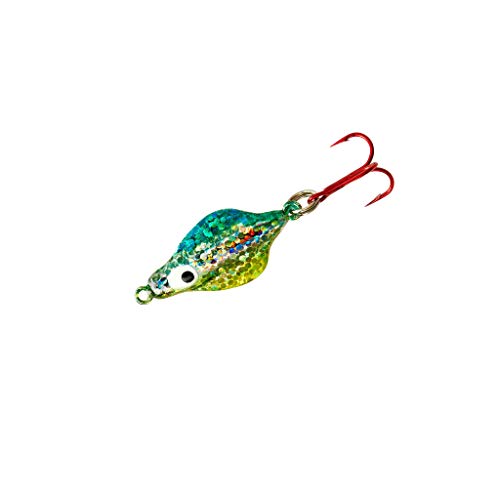 Lindy Rattl'N Flyer Spoon Hybrid Ice Fishing Lure Jigging Spoon, Emerald Shiner, 1/16 oz