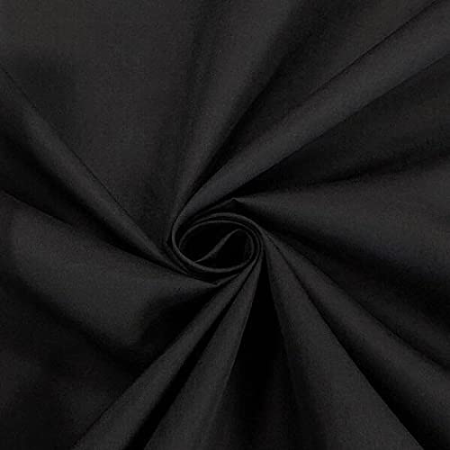 NovatoTextiles Plain Polycotton Fabric Dress Craft Material 44" Wide Available in 8 Colours (Black, 10 Meter)
