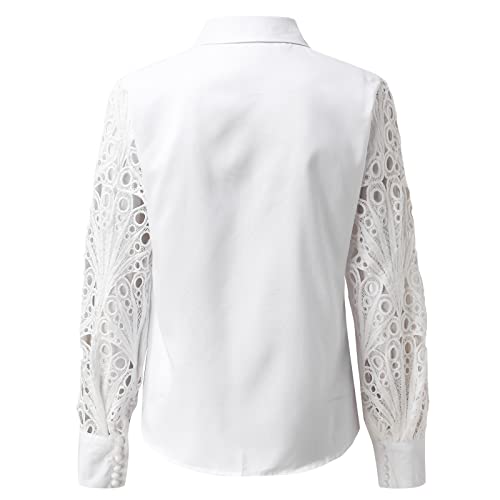 Camisa jeans feminina feminina lapela top blusa manga longa gola V emenda camisa cor sólida longa Me