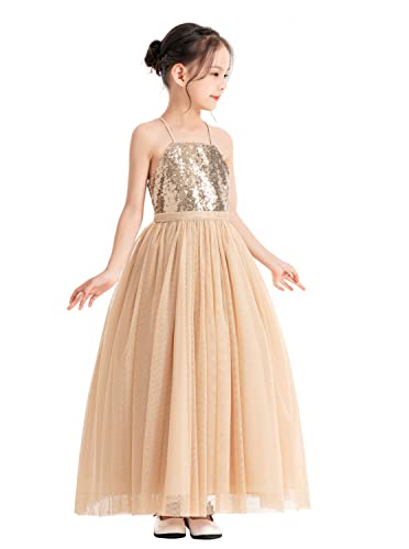 Wedding Flower Girl Dress Criss Cross Girls Dresses Bridal A-Line Dress 122 6 #TOP6